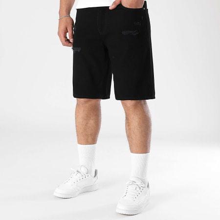 LBO - Lot De 2 Shorts Jean Relaxed Destroys 3587 3588 Noir Bleu Denim